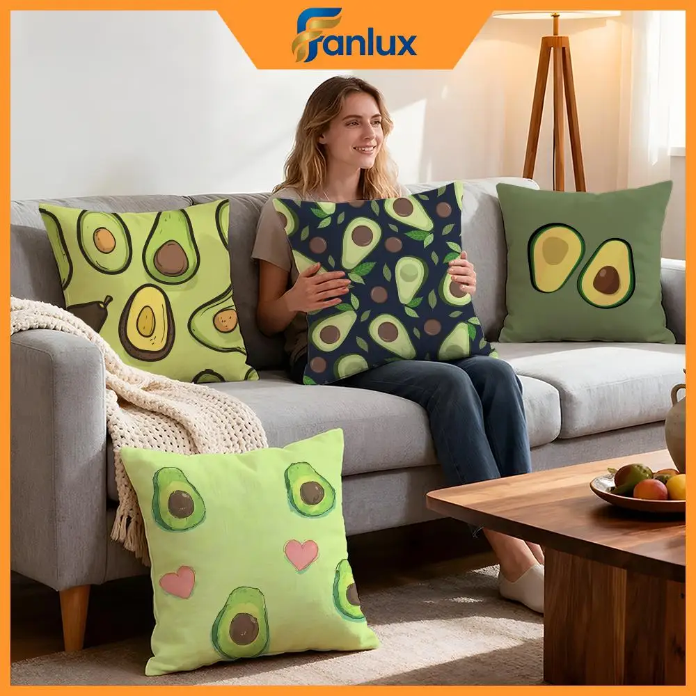 Pattern Avocado print Cushion Cover 4Pcs Decorative Covers Soft Cushion Case for Sofa Couch Decor 40x40 45x45 Pillowcases