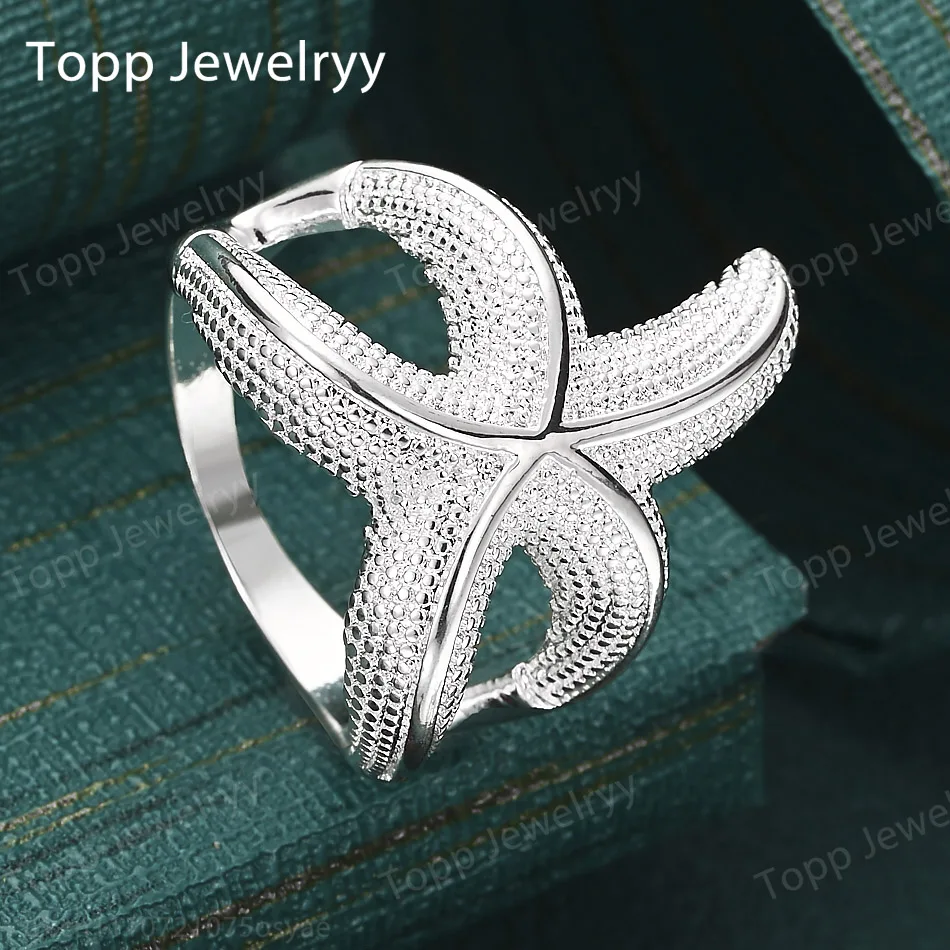 

925 Sterling Silver Simple and Exquisite Starfish Ring Fashion Women's Charm Wedding Party Gift Jewelry