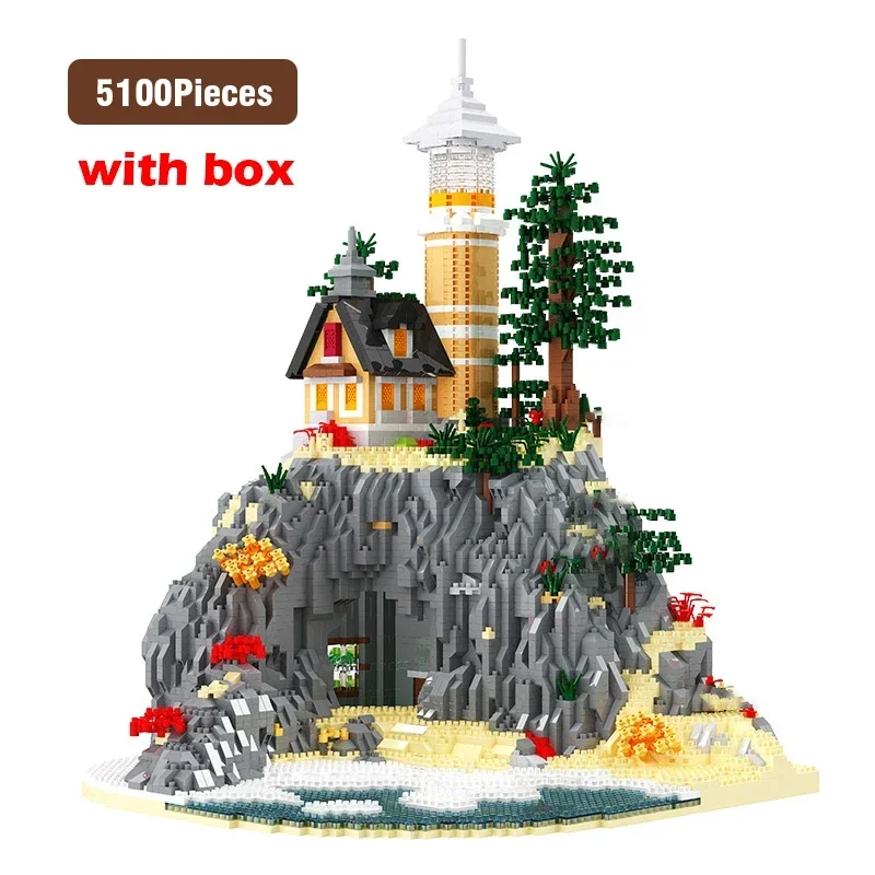 5100stk Vuurtoren Eiland Bouwstenen Vuurtoren Model Bakstenen met Licht Kinderen Speelgoed Kerstcadeaus Assemblage Architectuur Set