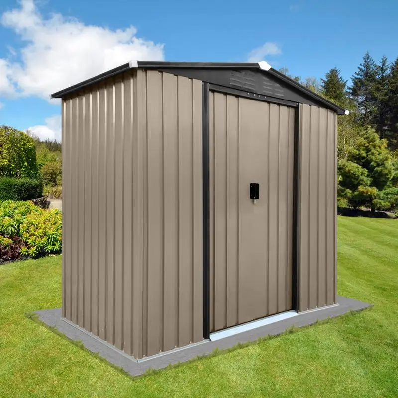 

Outdoor Storage Shed 6ft x 4ft Apex Roof Brown with Sliding Doors