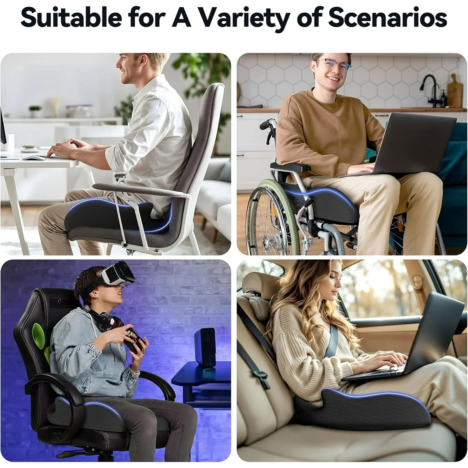 1 قطعة وسادة مقعد كرسي المكتب للظهر ، وسادة عرق النسا العصعص ، وسادة دعم الكرسي وسادة كرسي رغوة الذاكرة