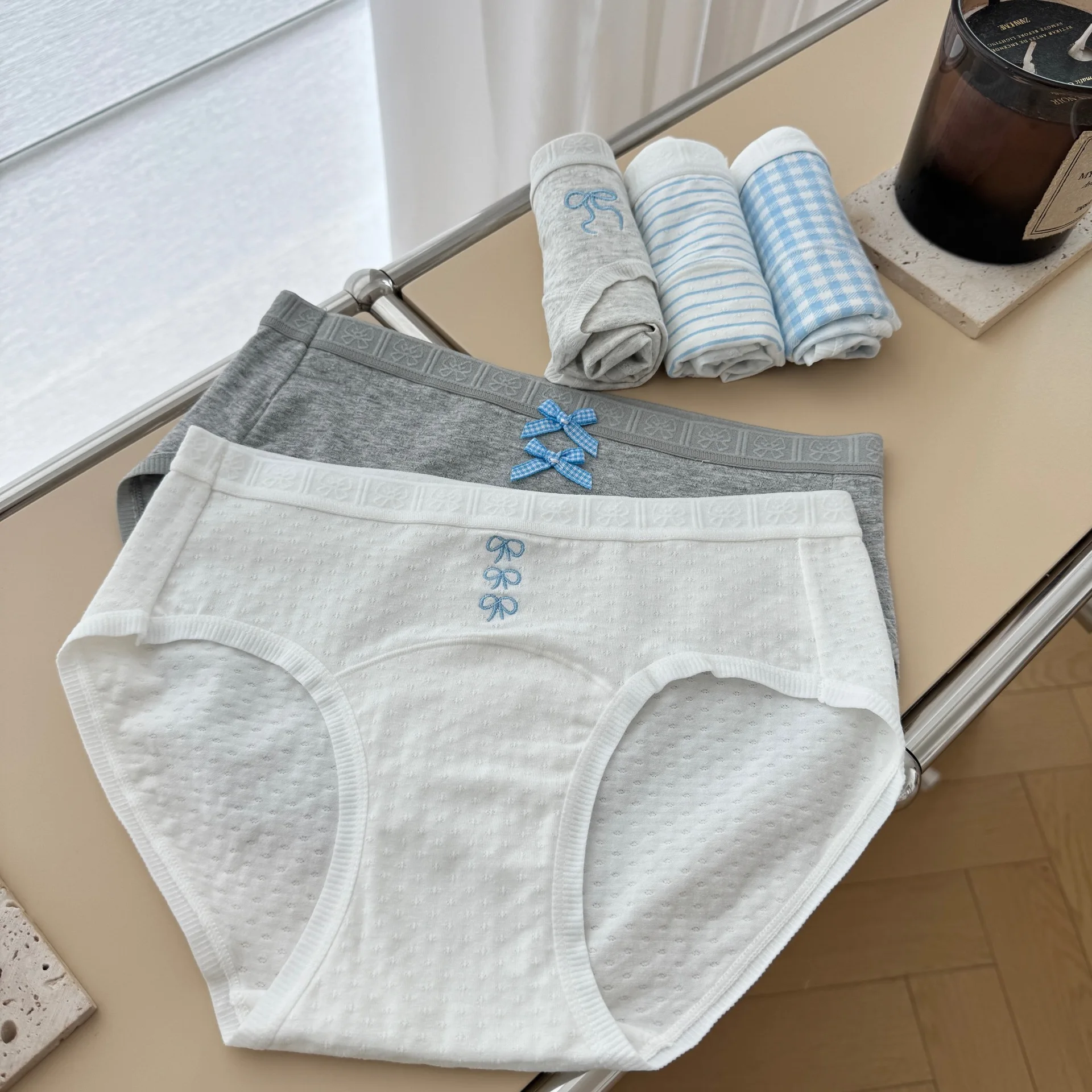 6pc/Lot New Girls Cotton Underwear Cartoon Middle Waist Briefs Young Girl Panties Blue Lovely Teenagers Wholesale for Students