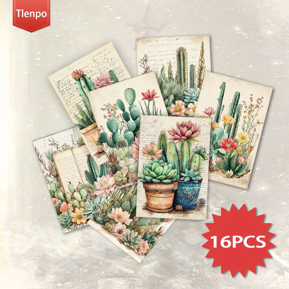 

16 шт., винтажные открытки с изображением суккулентов, HD-печать, подарки на день рождения/годовщину, коллекционные предметы, подходят для подарков.