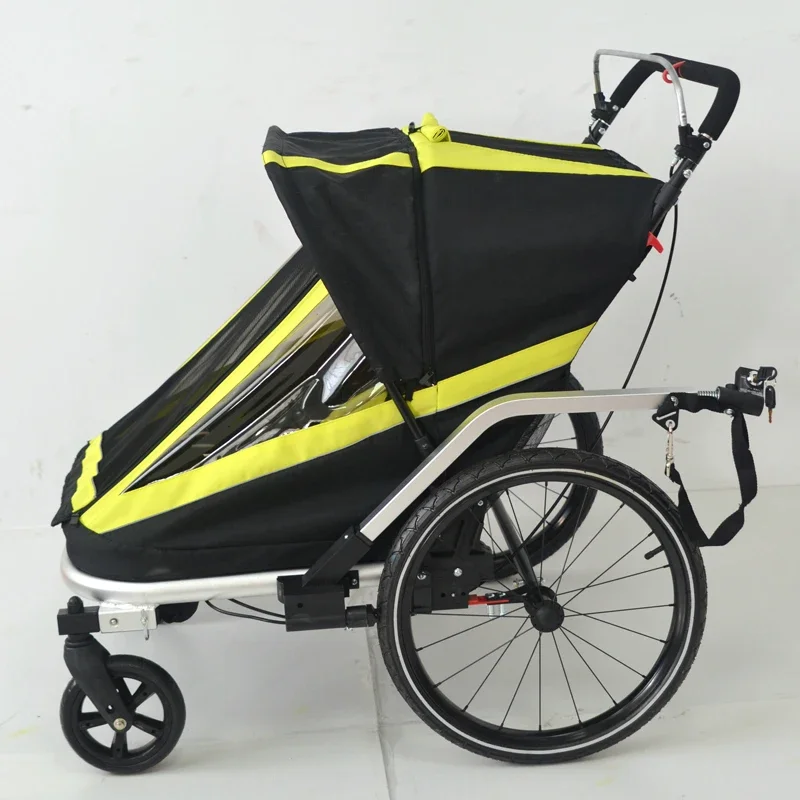 Baby bicycle trailer aluminum alloy double seat child push trailer