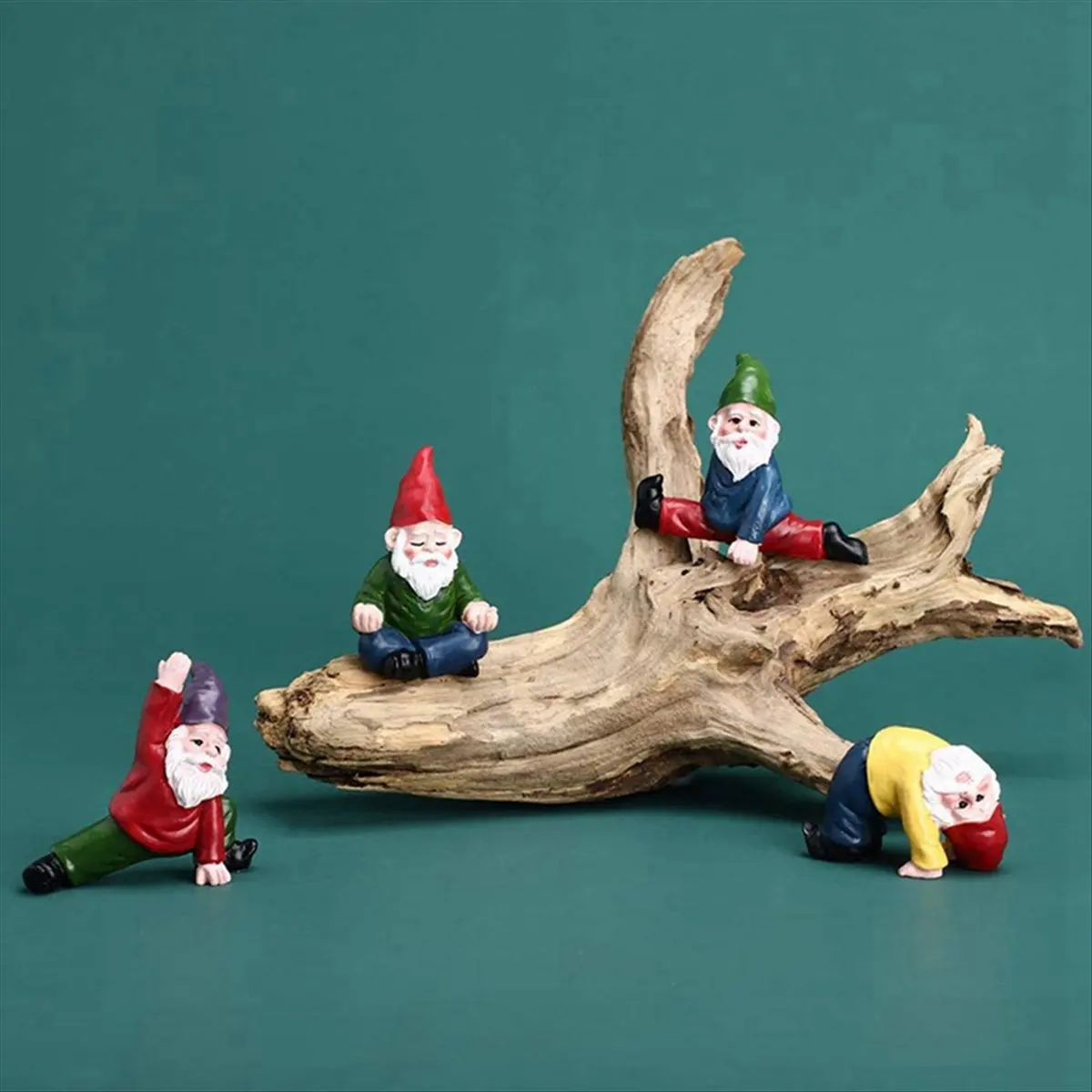 A56K 4Pcs Funny Garden Gnomes, Yoga Dwarf Garden Ornaments, Fairy Garden Gnome Accessories Miniature Decorations