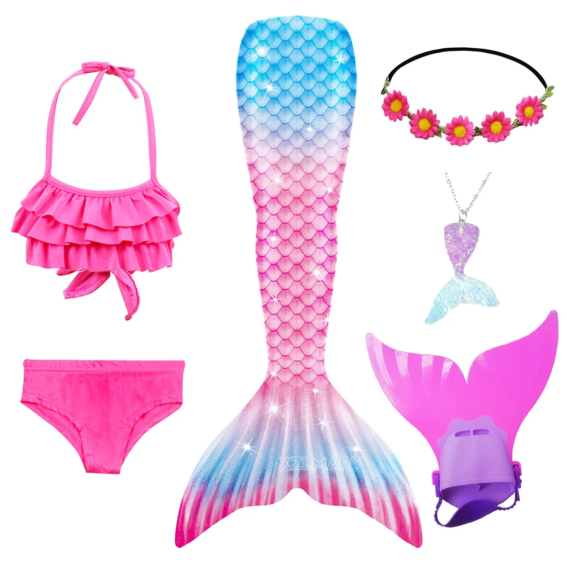 ملابس سباحة للفتيات على شكل حورية البحر بذيل حورية البحر للسباحة يمكن إضافة زعنفة المنوفية أرييل أزياء الهالوين التنكرية لأعياد الميلاد