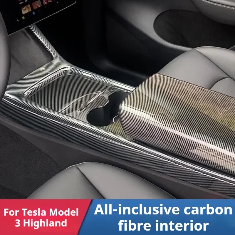 

Car Accessories For Tesla Model3 Highland Carbon Fiber Interior Central Control Armrest Cover Rear Air Vents Cover Anti-kick Mat