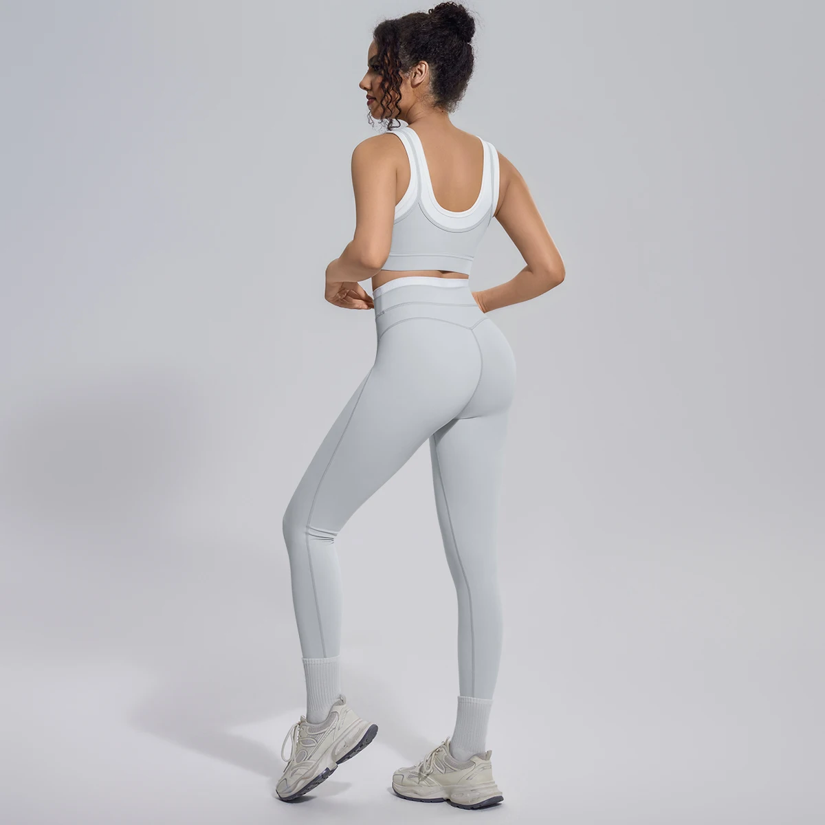 Rooftrellen 2-teiliges Yoga-Set für Damen, sexy Sport-BH, Yoga-Top mit Brustpolster, Farbblock-Design, Yoga-Hose mit Po-Formung, Damen-Fitness-Set – Detail 37