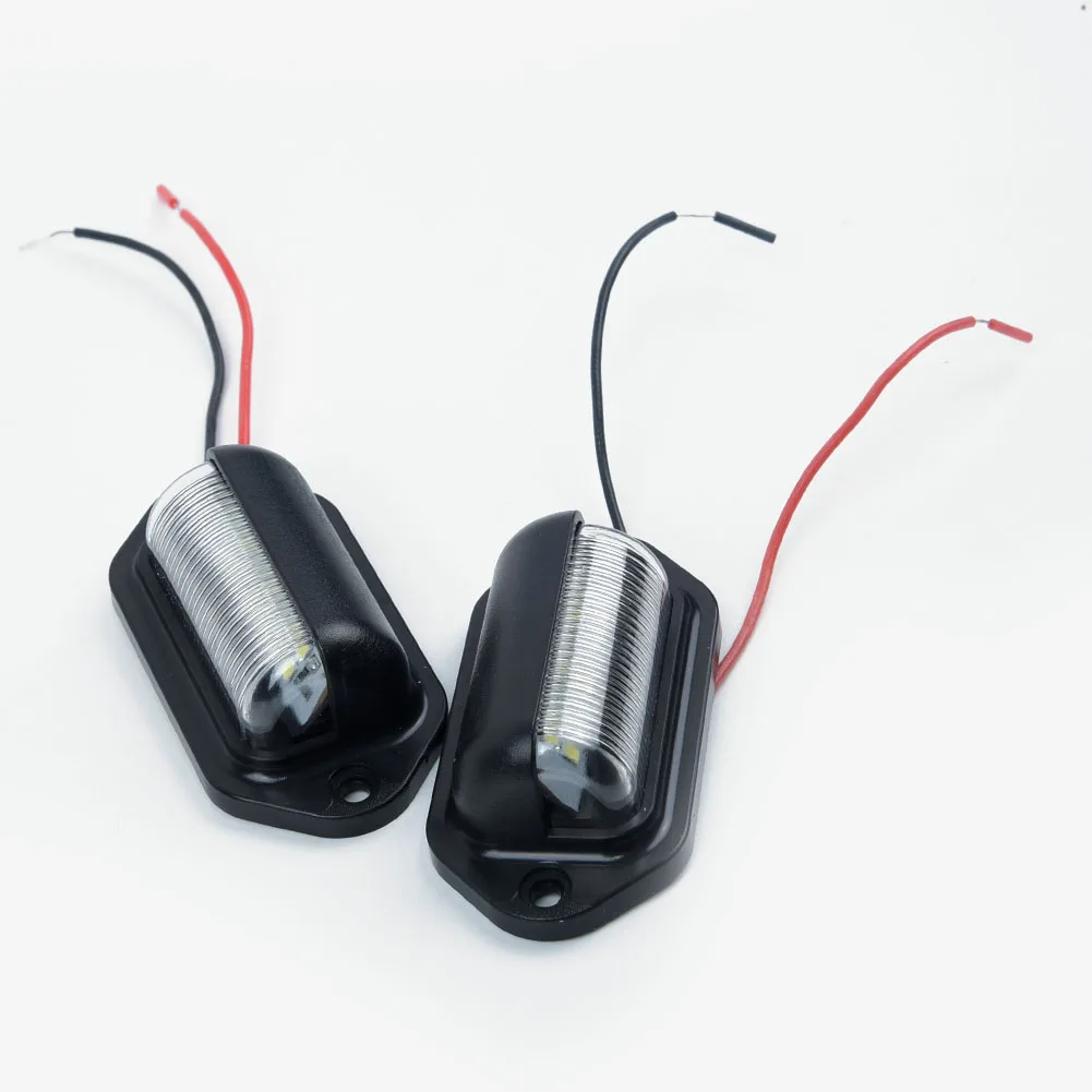 2pcs Car Lights 66*33*25MM Lamp License Plate Lights Truck Trailer Accessory 2 Lines Waterproof IP65 6 LED Bulb