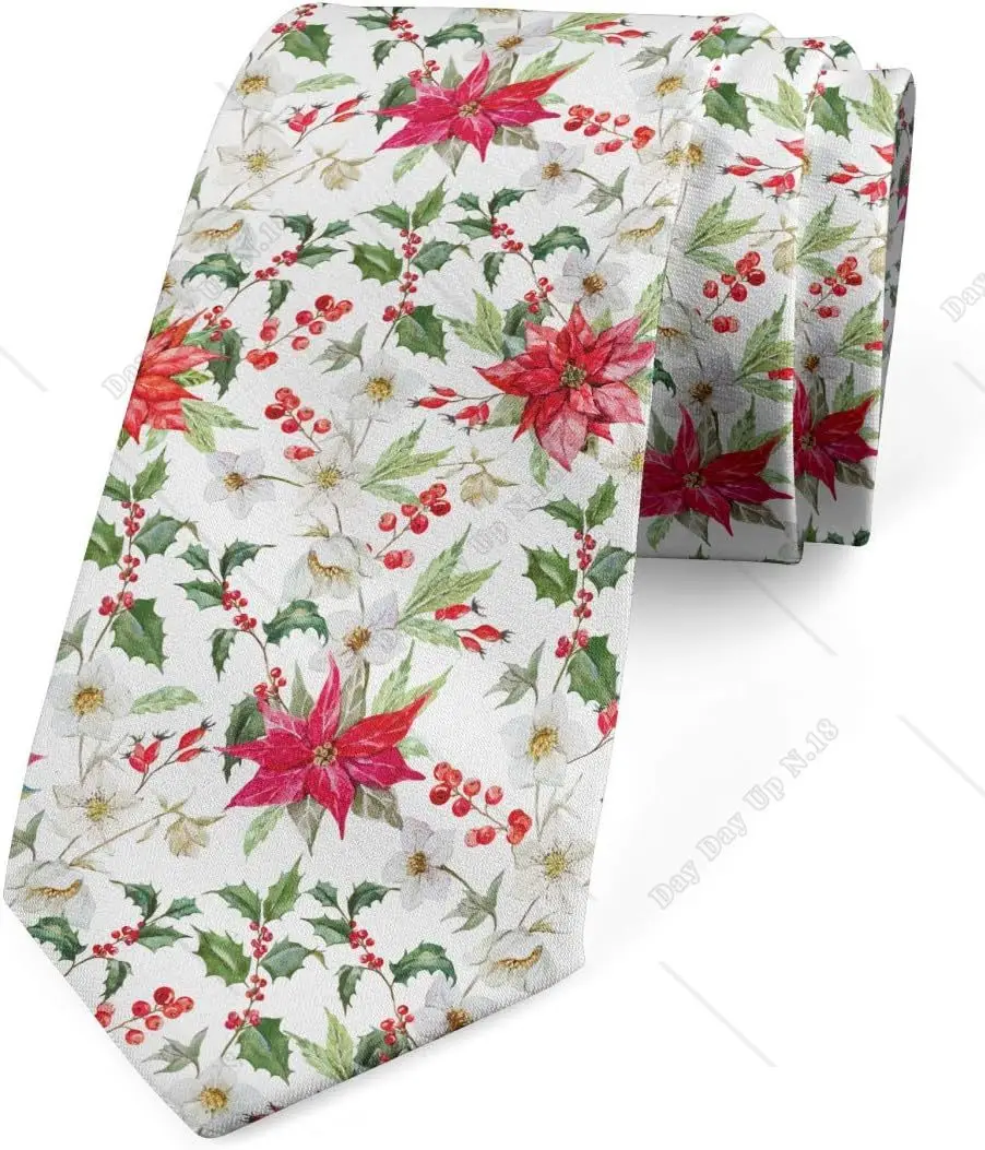 

Floral Christmas Vintage Print Ties Multicolor Modern Men's Tie Print One Size Men Accessories