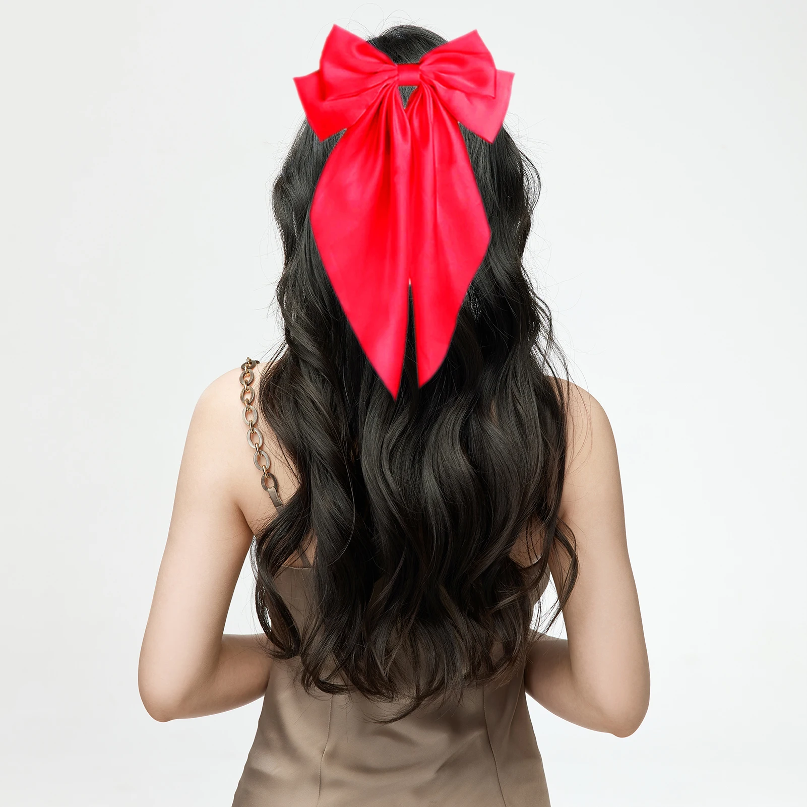 Neue Einfarbig Bowknot Band Haar Clip Frauen Große Bowknot Barrettes Mädchen Pferdeschwanz Clip Stirnband Haar Zubehör Geschenke – Detail 5