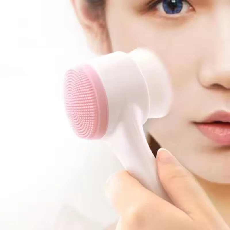Double Sided Face Wash Brush Silicone Facial Cleanser Massage Brush Facial Massage Deep Cleansing Device for Removing Blackness