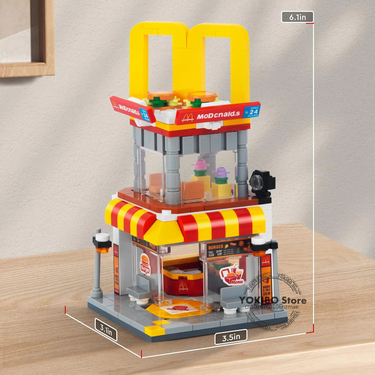 Building Block Set City Street View Burger Shop Building Set Micro Mini Building Block Bricks  DIY Toys, Unique Home Decor