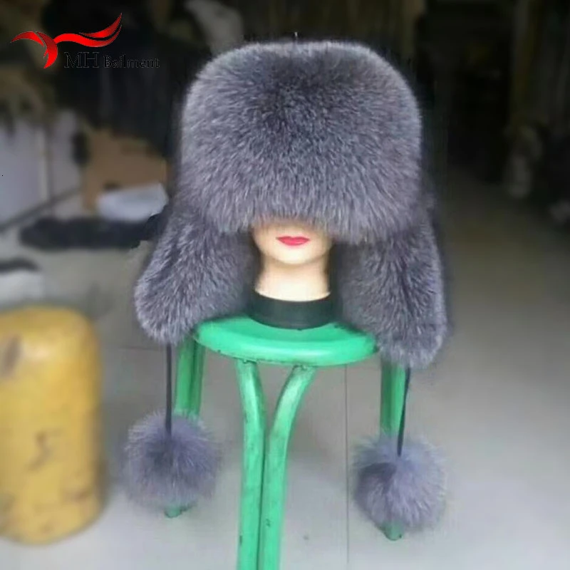 Full Hair Fox Mao Leifeng Hat Men And Women Earmuffs Keep Warm Thickening Northeast Overlord Hat Genuine Leather Real fur