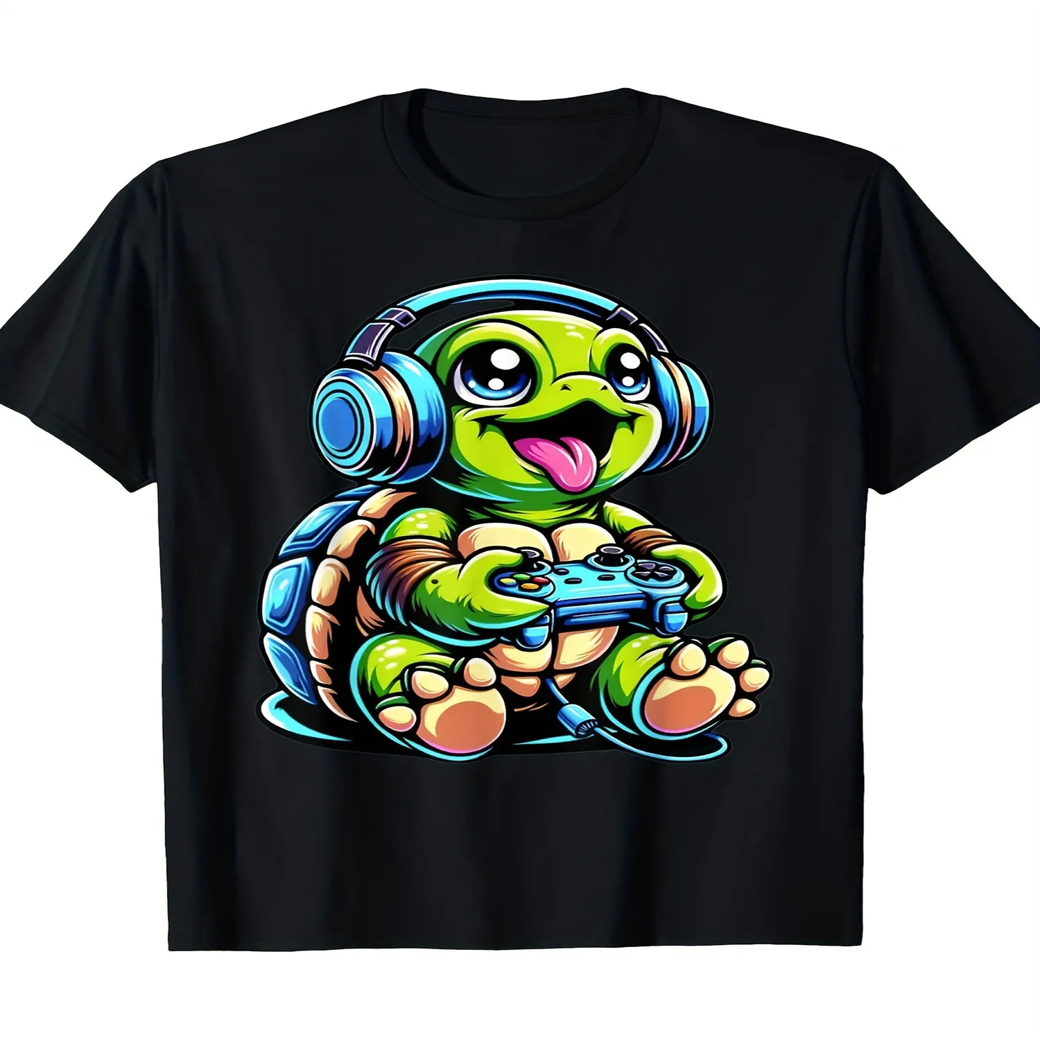 ' Retro Gaming Turtle Graphic T-Shirt - 100 Cotton 220g Fit Short Sleeve Tee with Turtle Kart Racers for Casual Wear, Video Game Conventions - Machine Washable gift for men, everyday wear tee