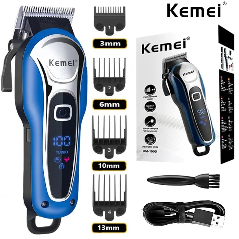 Kemei Electric Hair Trimmer Professional Barber Hair Clipper Men Beard Cutter Cordless Rechargeable Hair Cutting Machine KM-1995