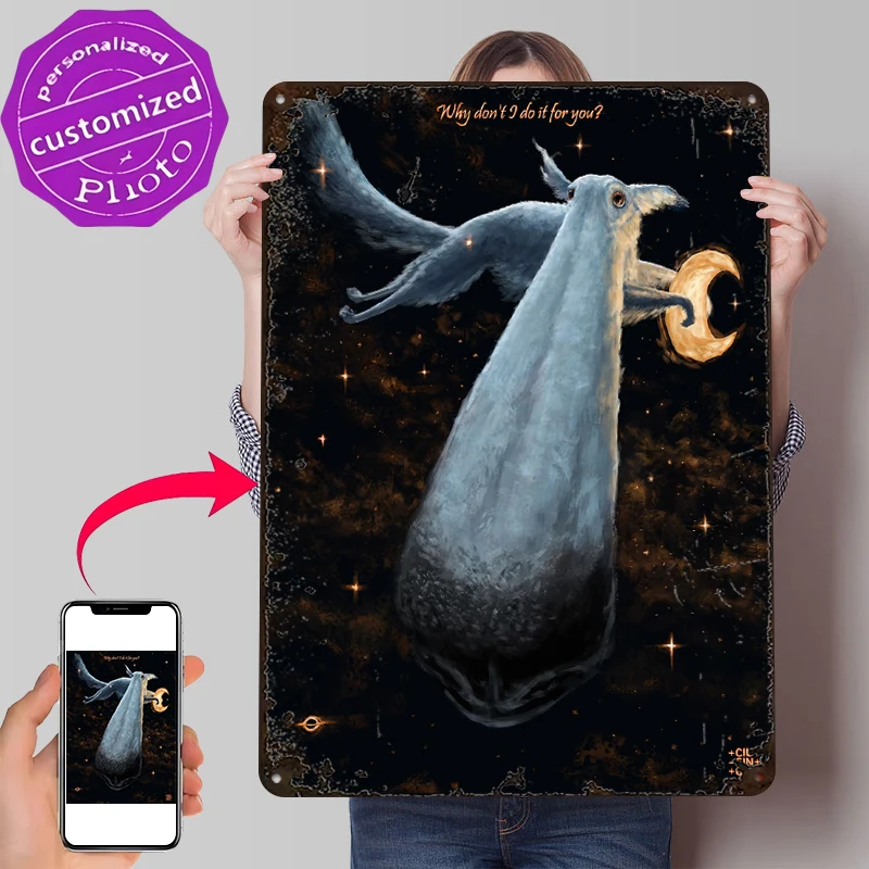 Eternal Borzoi 3D Texture Printed Poster Customized Wall Art Vintage Metal Tin Signs for Article Decoration Gaming Home Decor
