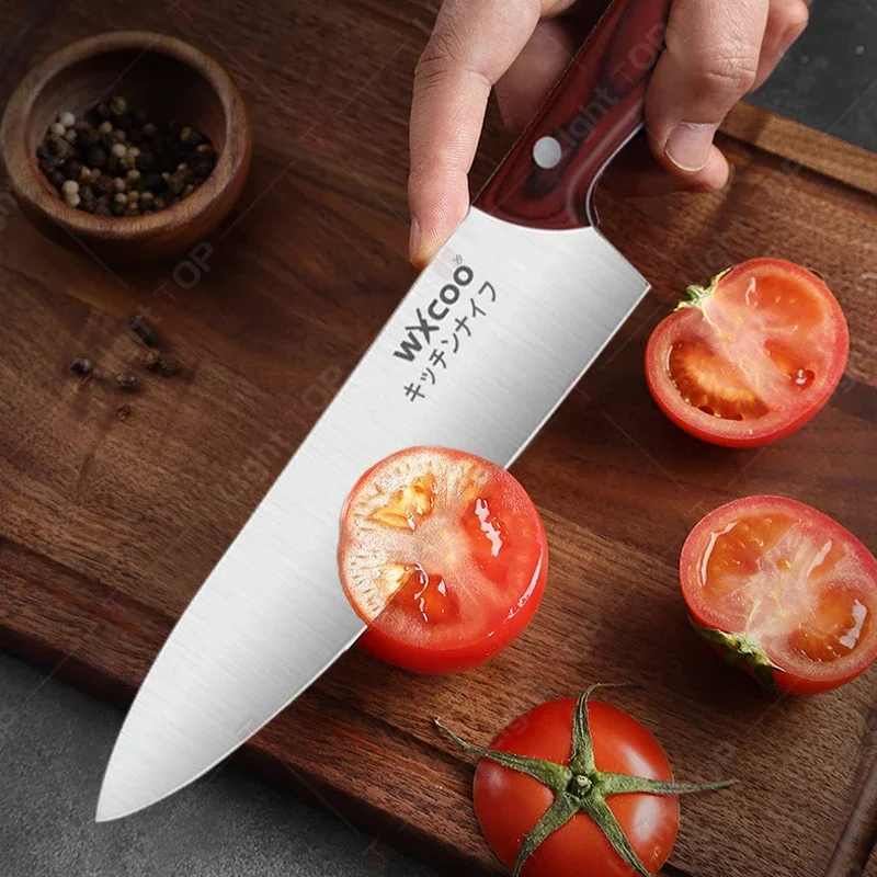 WXCOO 1-5pcs Professional Kitchen Knife Set Ultra Sharp Chef's Knife Meat Cleaver Fruit Slicing Stainless Steel Cutting Board