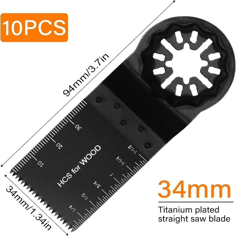 Multitool Blades,10Pcs Oscillating Saw Blades,Professional Wood Metal Multi Tool Blade Universal Quick Release Saw Blade