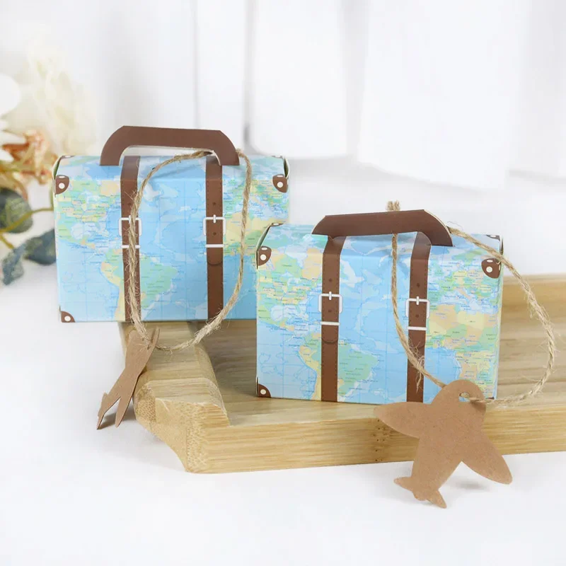 5/10pcs Creative Mini Suitcase Candy Box Candy Packaging Carton Chocolate Box Wedding Gift Box with Card Event Party Supplies