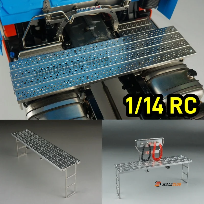 Scaleclub Rc 1/14 camión viga de Metal plataforma de trabajo escalera telescópica banda de rodadura para Tamiya 1/14 RC Tractor camión piezas Accesorios