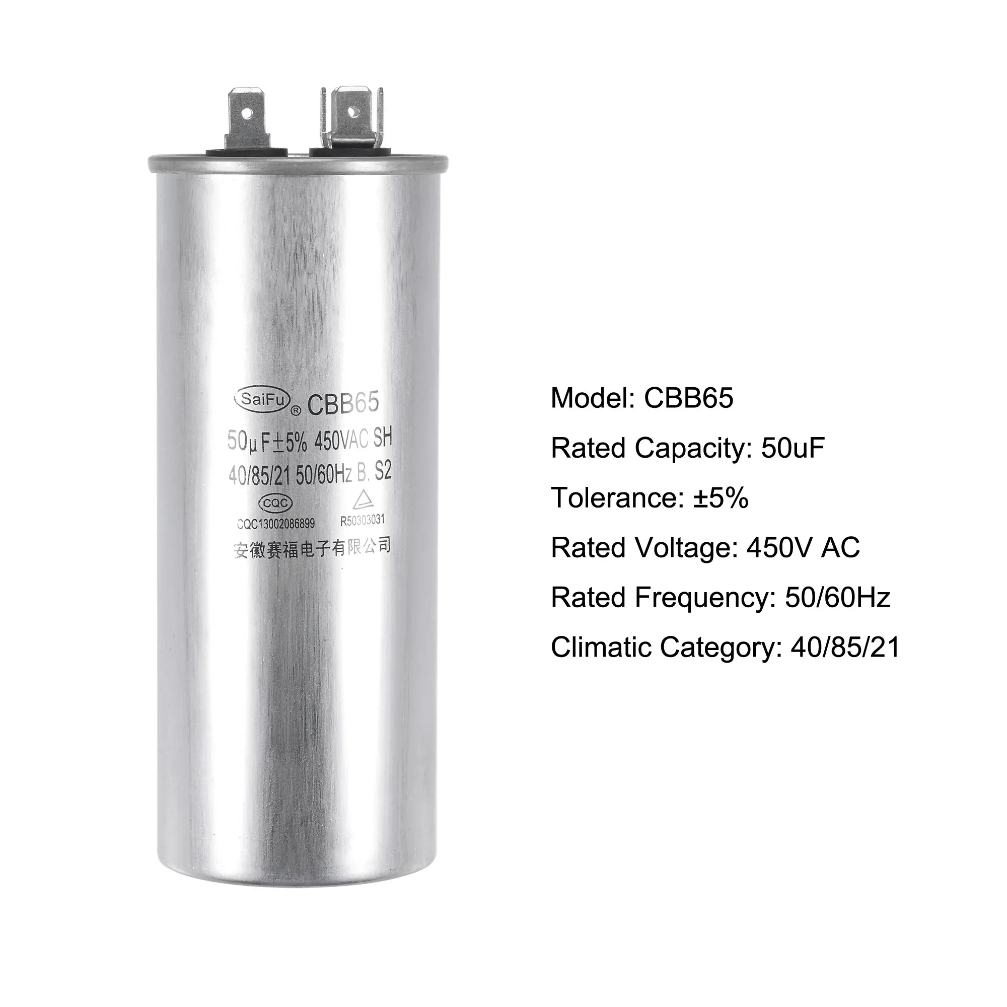 CBB65 Run Capacitor 5-75uF 450V AC 40/85/21 Aluminum Case with Terminal for Air Conditioner Compressor Motor Heat Pump Condenser