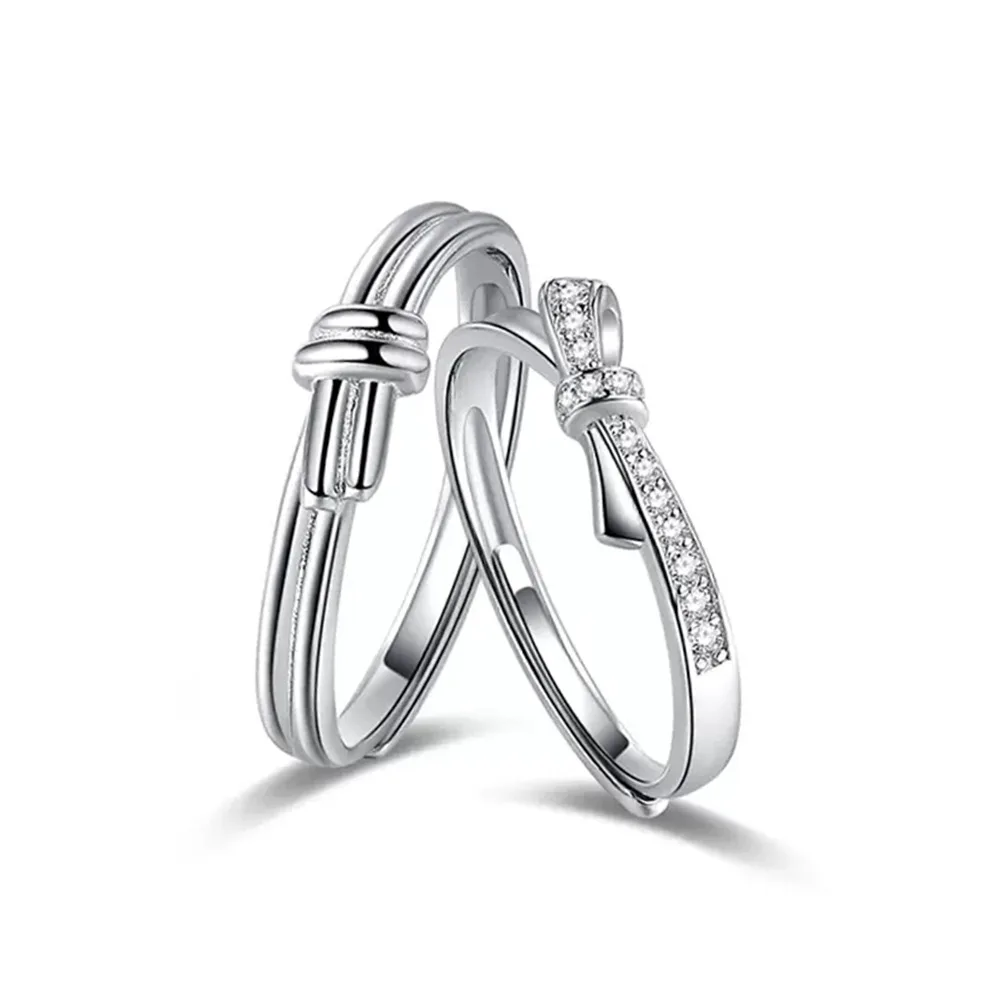 

Romantic fashion concentric knot couple ring niche men's and women's bow pair ring light luxury high-end wedding ring