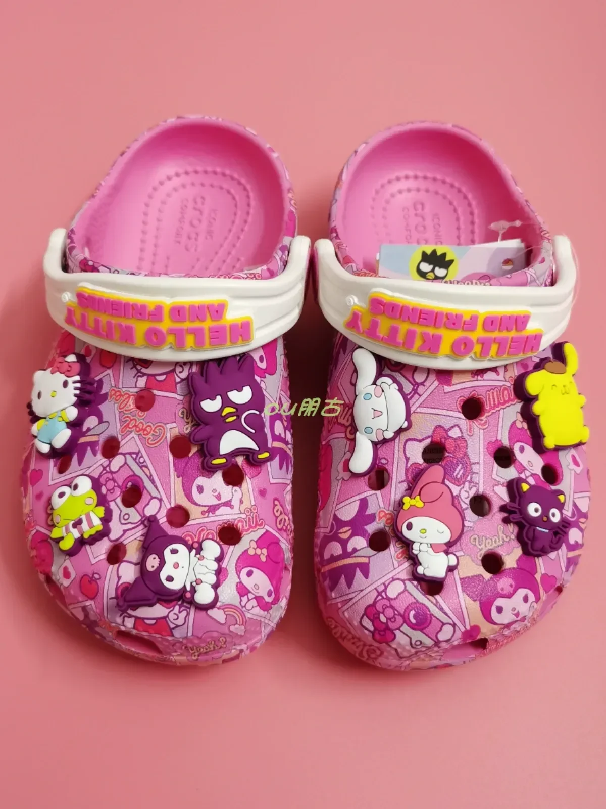 Cartoon Sanrio Kuromi My Melody Hole Shoes Kawaii Children Slippers Non-slip Soft-soled Baotou Beach Shoes Kids Birthday Gifts