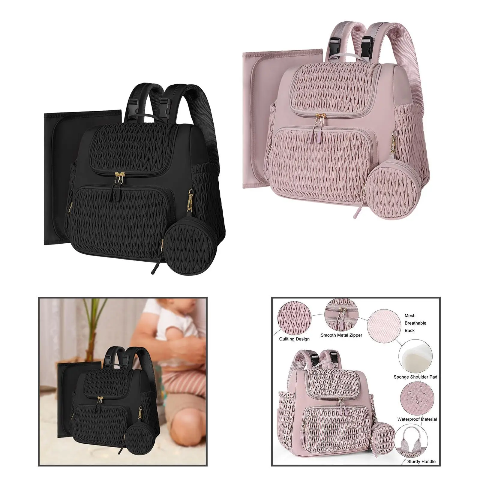 

Портативная нейлоновая сумка для подгузников, прочная и водонепроницаемая для путешествий, папы, мамы