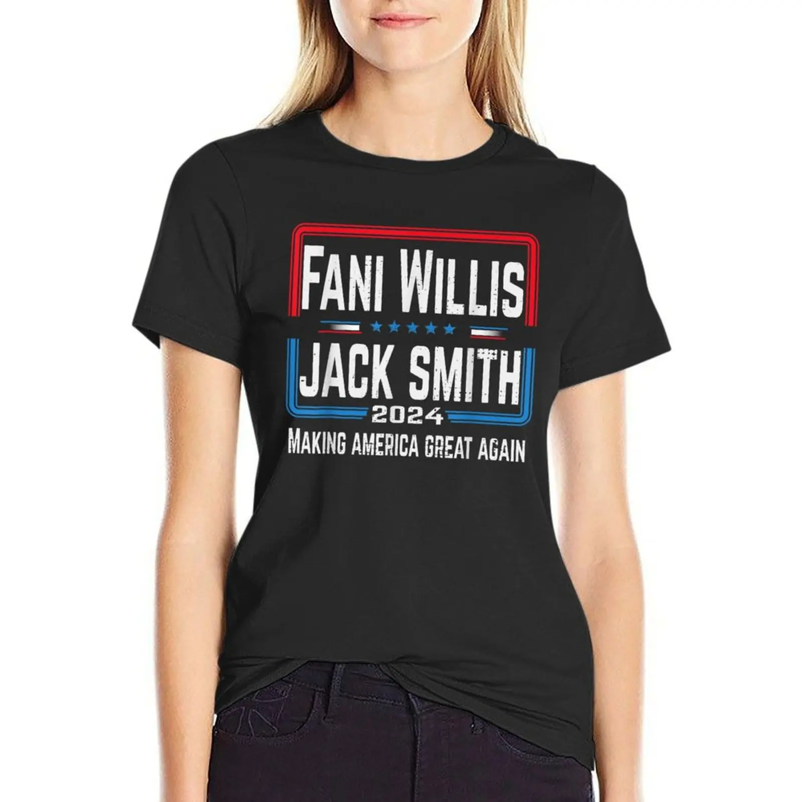 Fani Willis Jack Smith For President 2024 T-Shirt Short sleeve tee animal print t-shirts for Women cotton