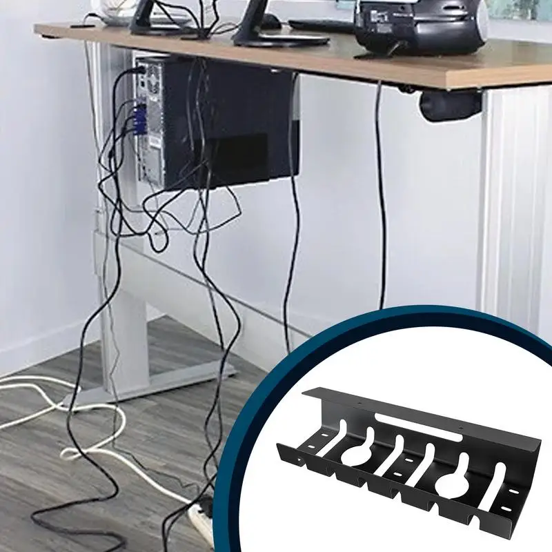 

Desk Cable Management Tray Black Under Desk Wire Tray Standing Desk Accessories Cord Holder U-Channel Screw Installation Wire