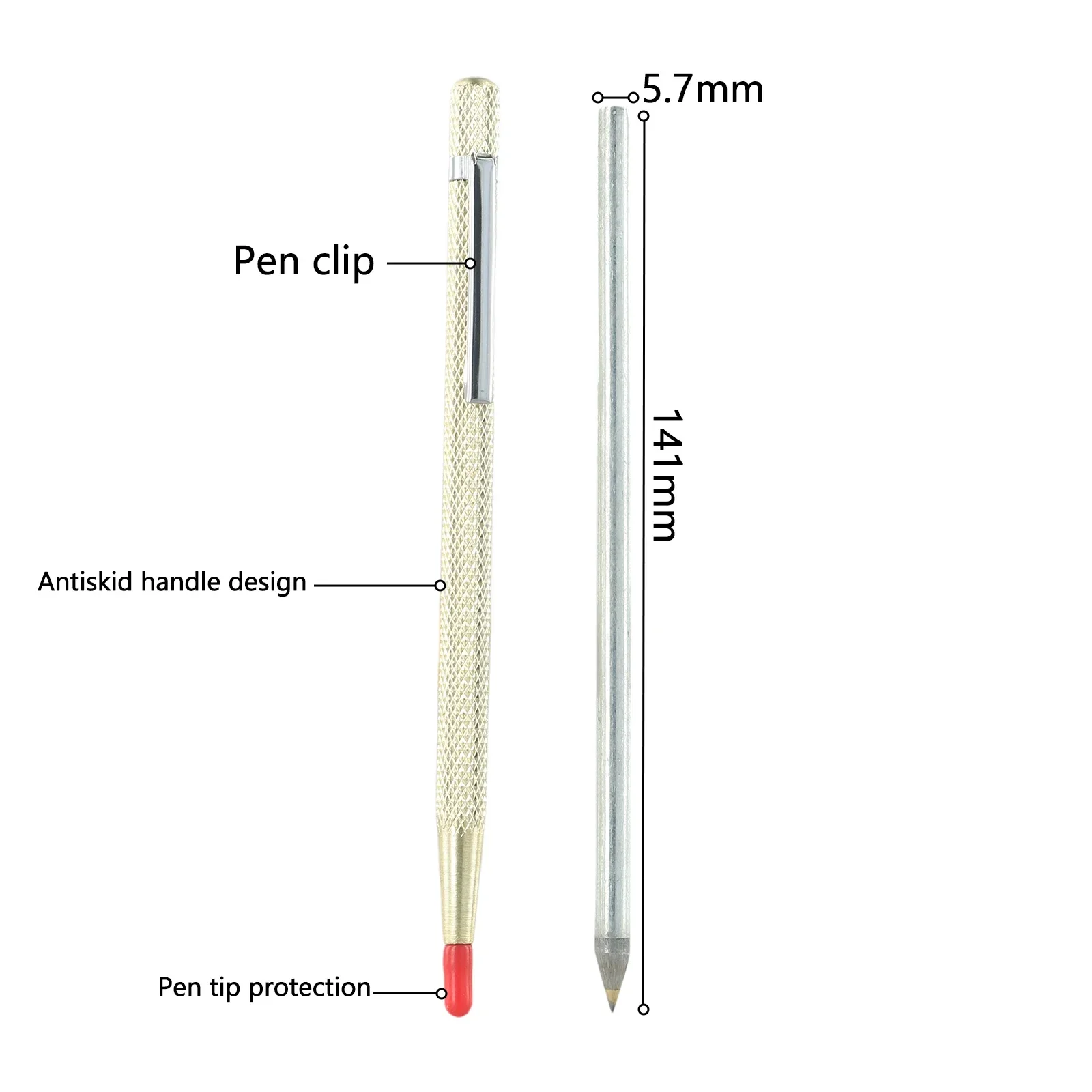 Reißnadel für Glasfliesenschneider, Teile, 2 Stück, Diamant-Gravurstift, Gold und Silber, Metallfliesen-Schneidstift, Hartmetall-Anreißer