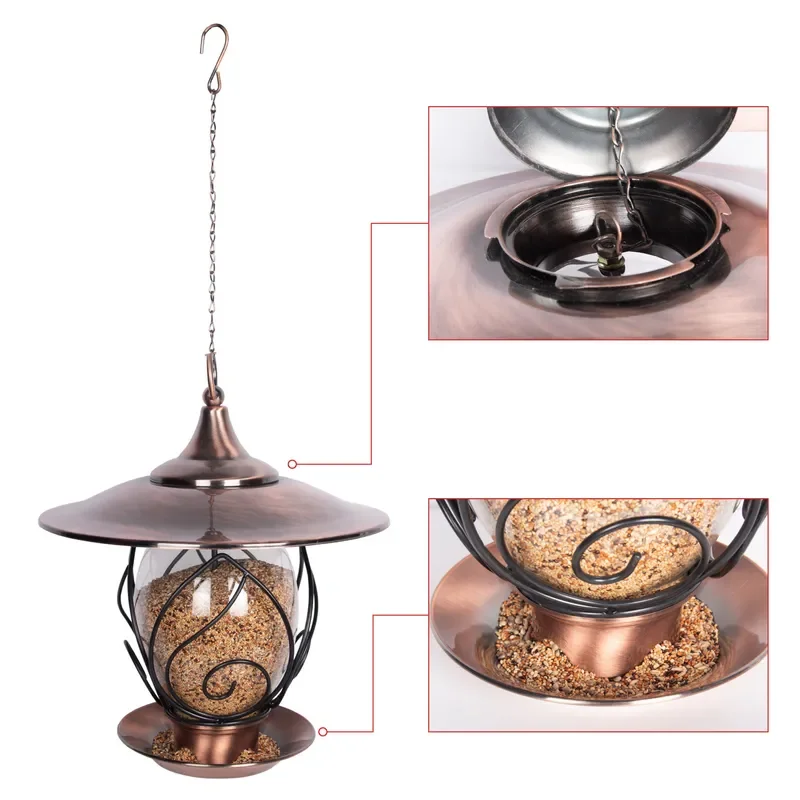 Outdoor Metal Bird Feeder Hanging Garden Wild Bird Food Dispenser Automatic Courtyard Decor Source Factory Custom Design New
