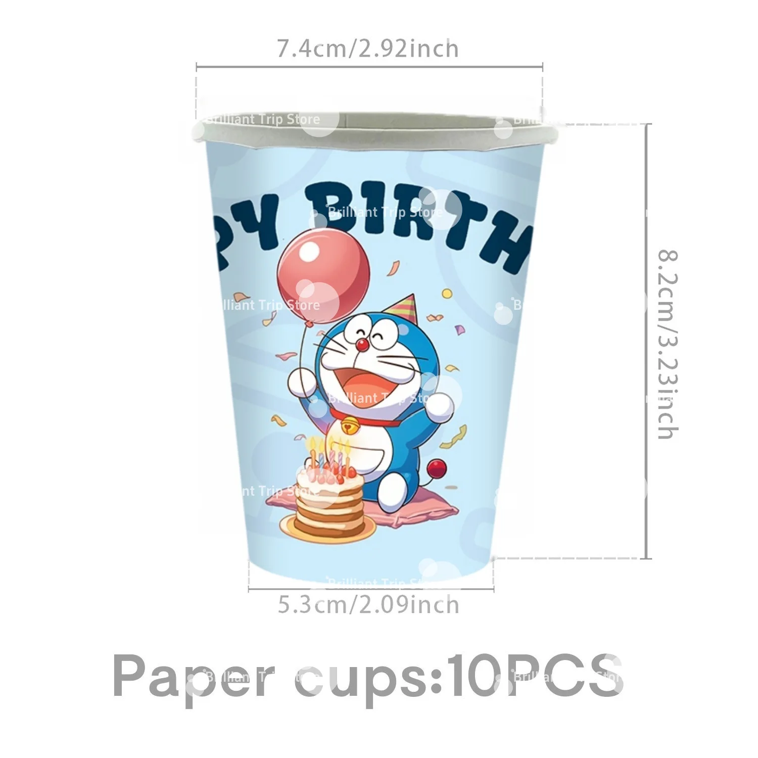 Cartoon Doraemon Birthday Party Decor Set Disposable Tableware Plates Cups Napkins Blue Cat Balloons Banner Kids Party Supplies - view 5