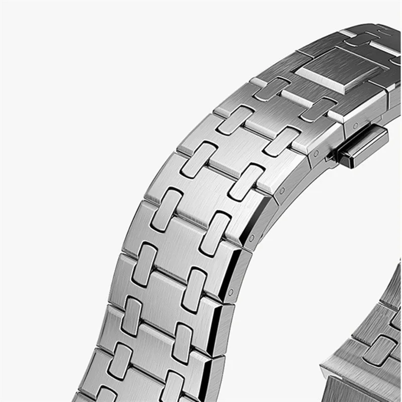 تعديل حزام الحال بالنسبة Casioak GM2100 الفولاذ المقاوم للصدأ مجددة وزارة الدفاع عدة مسامير معدنية الحافة شريط مطاطي مع ل G-صدمة GM-2100