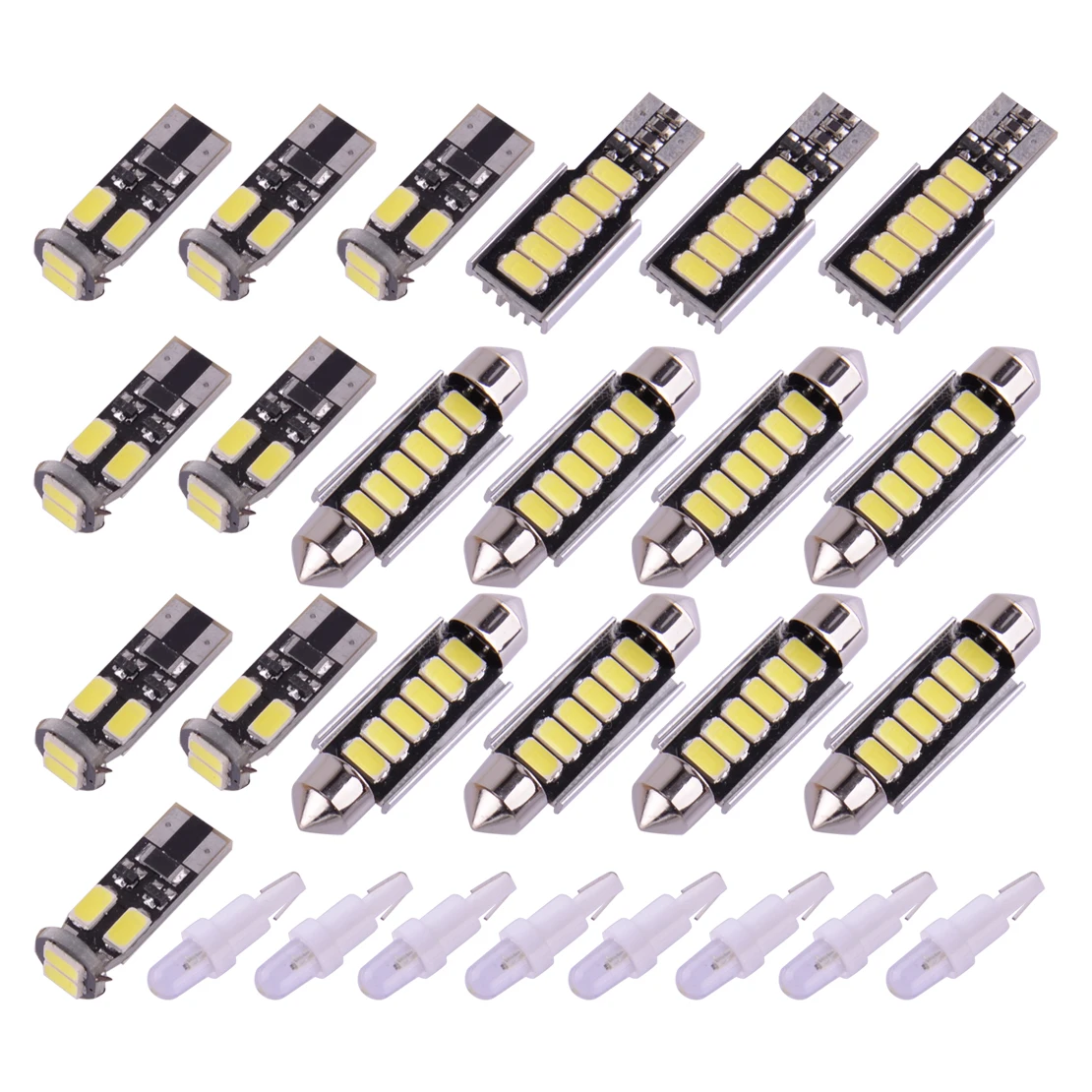 25pcs 12V Car Interior White LED Map Dome Step Lamp Bulb Kit Fit for VW T5 Caravelle Kombi Kasten Transporter Multivan 6000K 5W