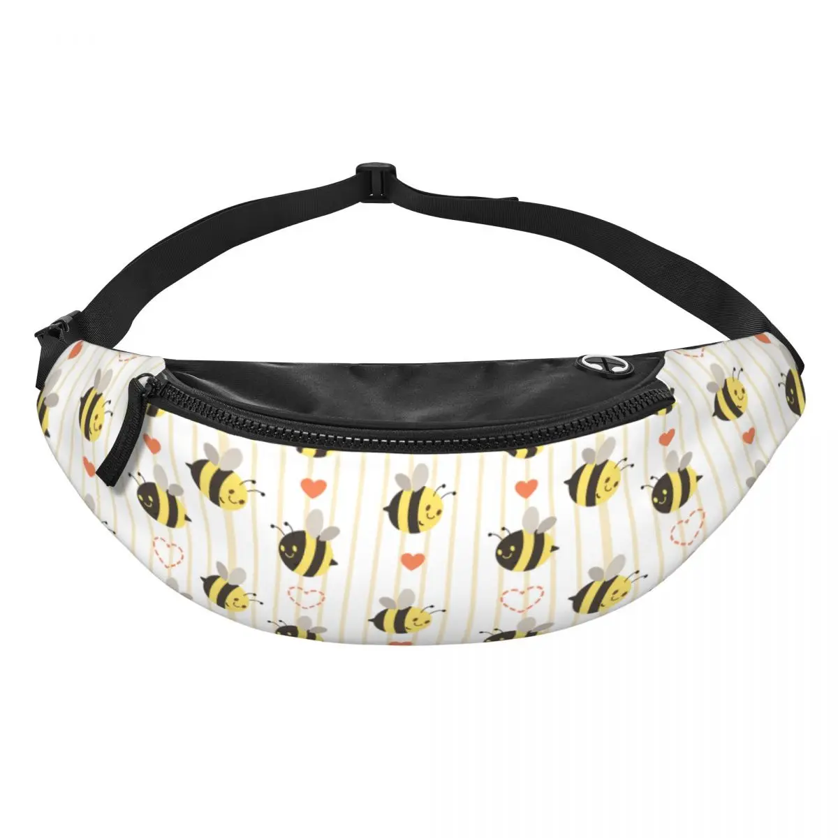 Custom Casual Cartoon Bees Fanny Pack Women Men Crossbody Waist Bag for Camping Biking Phone Money Pouch