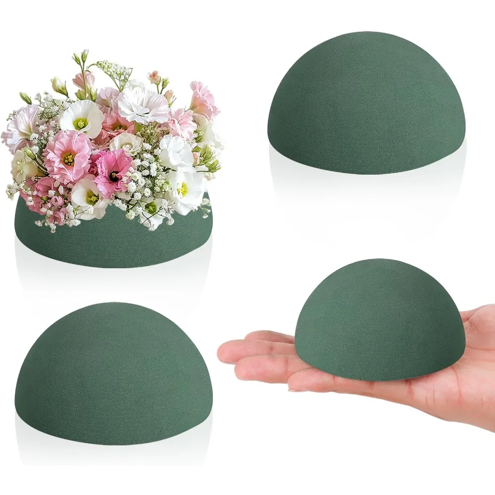 Half Sphere Floral Foam for Artificial Flowers Arrangements, Wedding Centerpieces, Home Garden Decor, 4 Pack Green Wet Oasis Round Half Ball, Floral Arranging Supplies for Crafts, DIY, Vase Fillers, Bridal Shower, Party