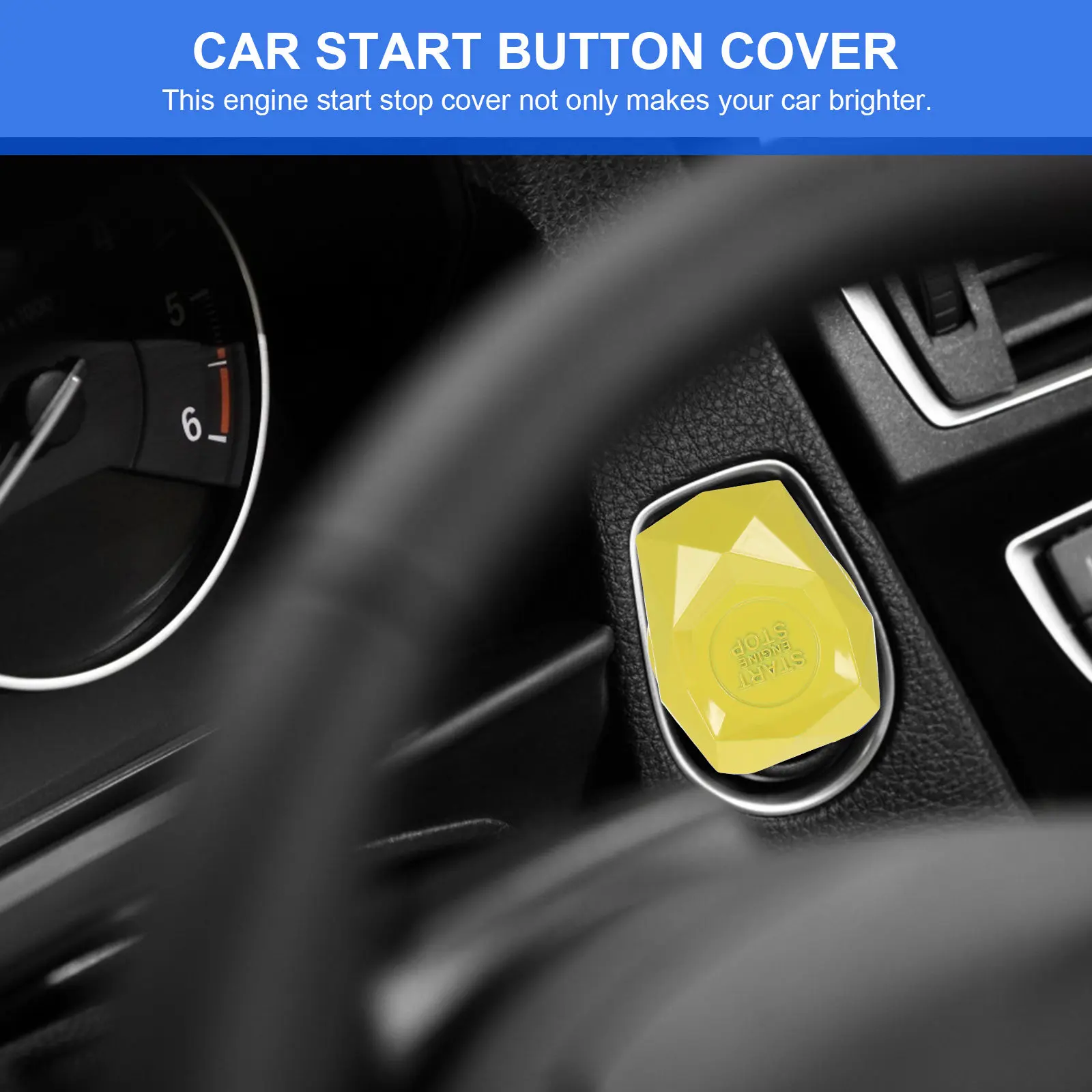 

Car Start Stop Button Cover High Hardness Iron Exquisite Workmanship Safe Touch Non Deformable Modern Car Interior Upgrade