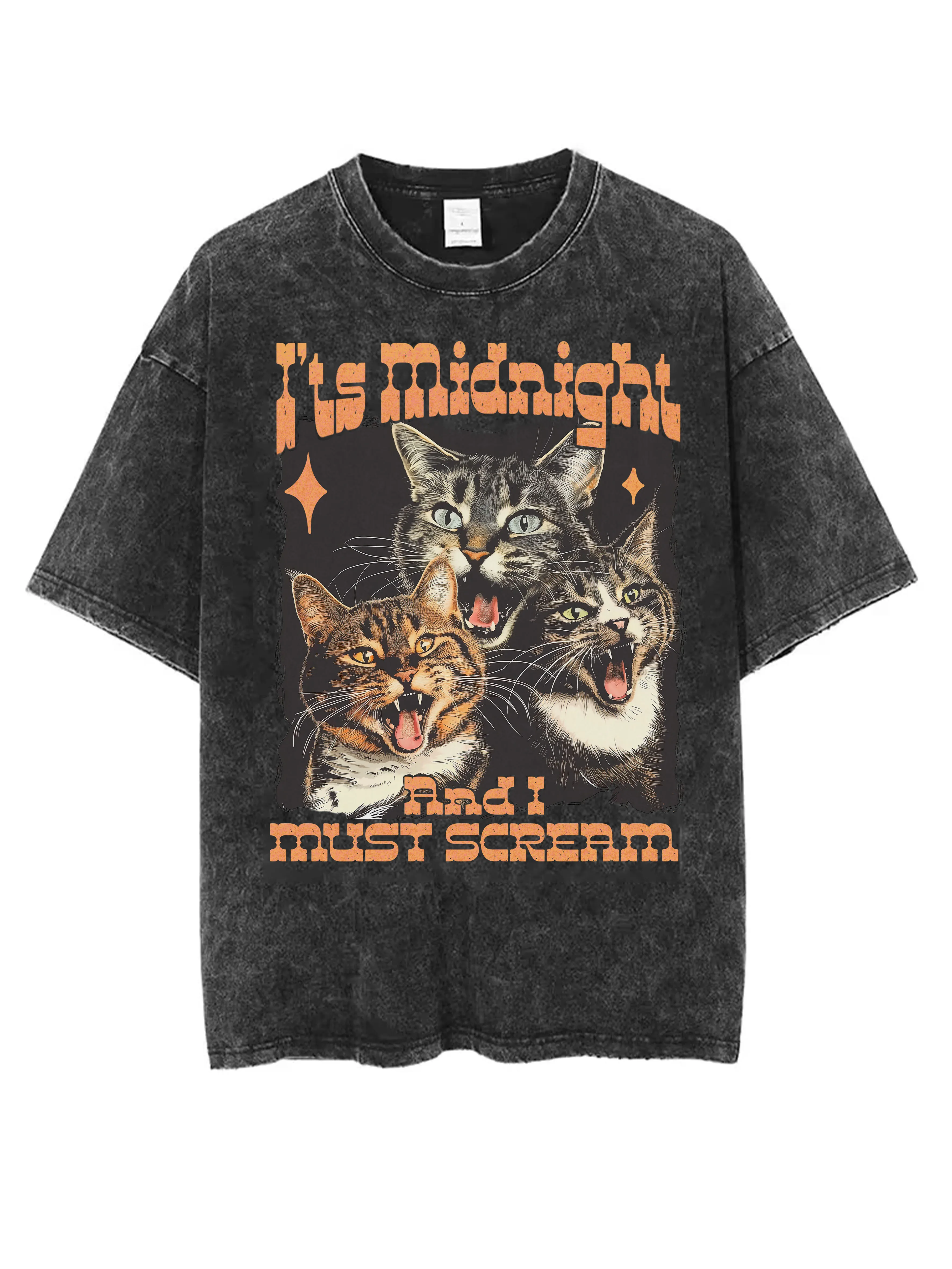 

It's Midnight and I Must Scream I Boo What I Want Black Washed Футболка с круглым вырезом Свободная посадка Идеально подходит для мужчин и женщин Цей зима