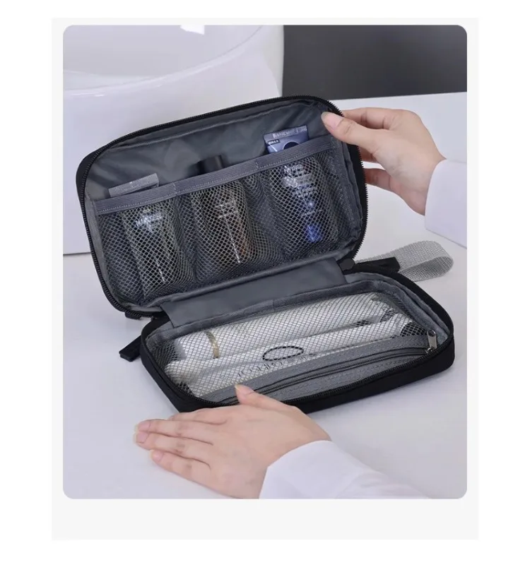 Große Kapazität Leichtgewichtige Wasserdichte Kosmetik-Organizer-Tasche mit Fächern Faltbare Make-up- und Toilettenartikel-Tasche – Detail 15