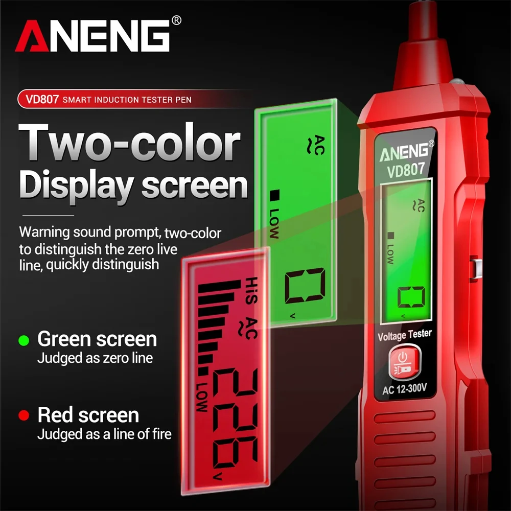 VD807 One-word Induction Portable 50/60Hz Smart Electric Pen Tester NCV Sensor AC 12-300V Non-contact Wire Detector Tools view 3