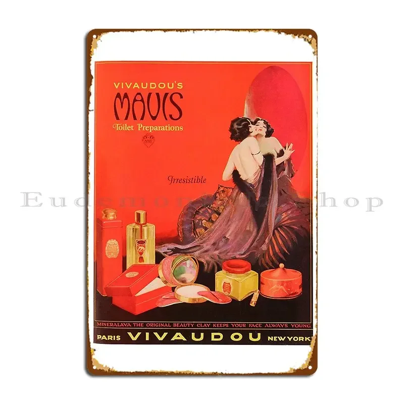 Seduction In Red Mavis Vivaudou Perfume Vintage Art Design Metal Plaque Customize Wall Mural Wall Plaque Design Tin Sign Poster