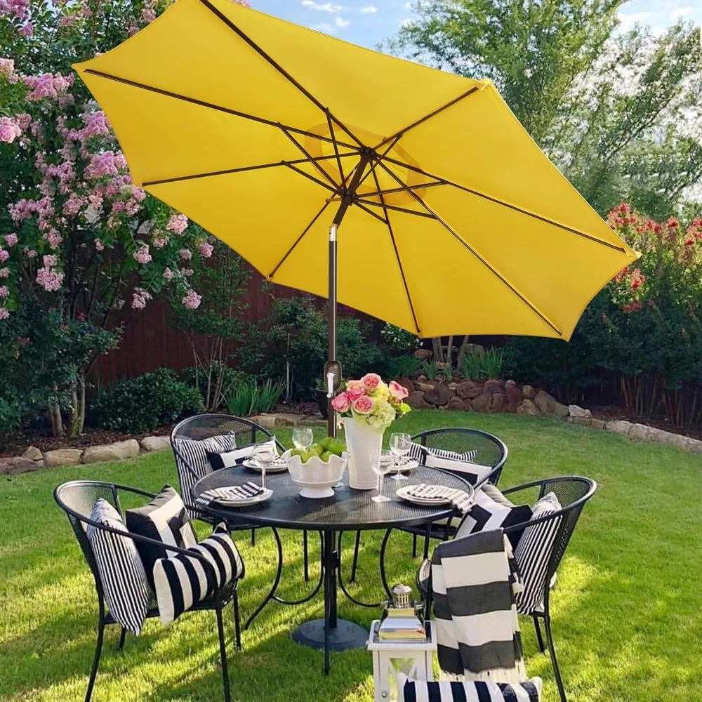 

9' Outdoor Patio Umbrella, Outdoor Table Umbrella, Yard Umbrella, Market Umbrella with 8 Sturdy Ribs, Push Button Tilt and Crank