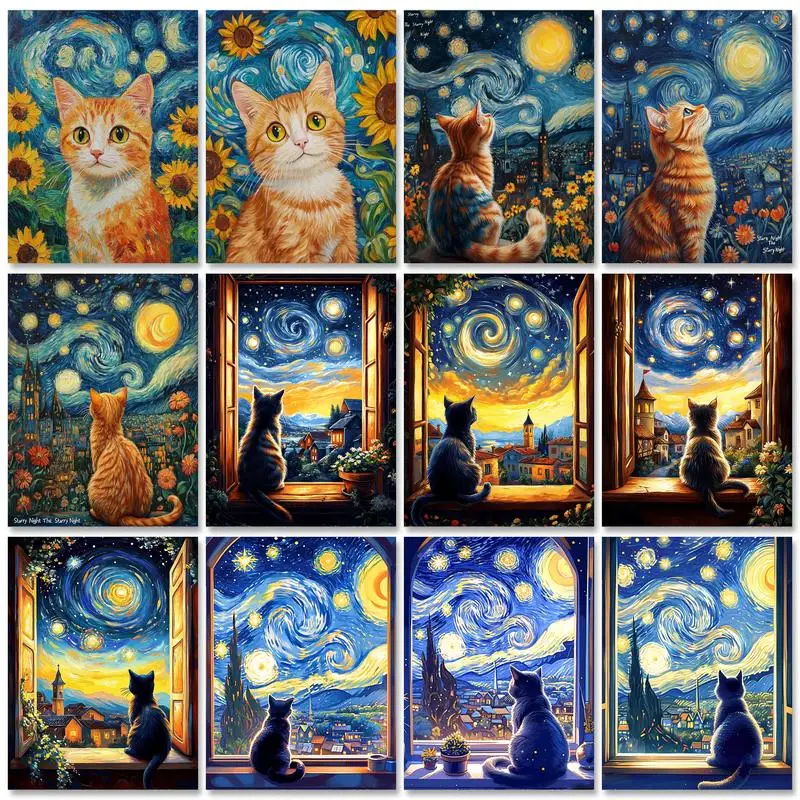 

RUOPOTY Painting By Numbers Kits Cat Wall Art Acrylic Paint On Canvas Animal Marker By Numbers For Home Decors