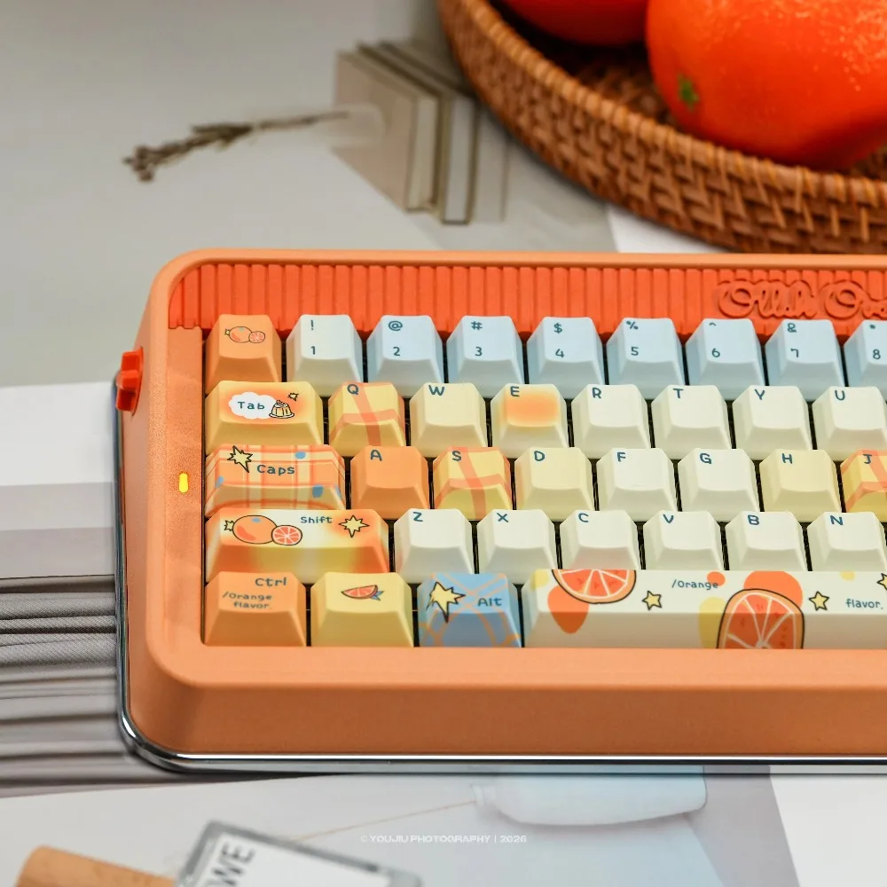 Orange Jelly Keycaps Cherry Dye Sub Set 143 Keys German Korean Spanish French Hebrew Russian ABNT-2 For Mechanical Keyboards