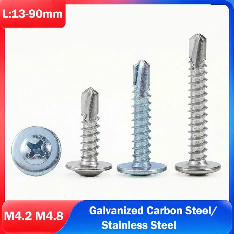 M4.2 M4.8 Galvanized Carbon Steel/Stainless Steel Self-tapping Screw Large Round Flat Head Self Drilling Sheet Metal Screws
