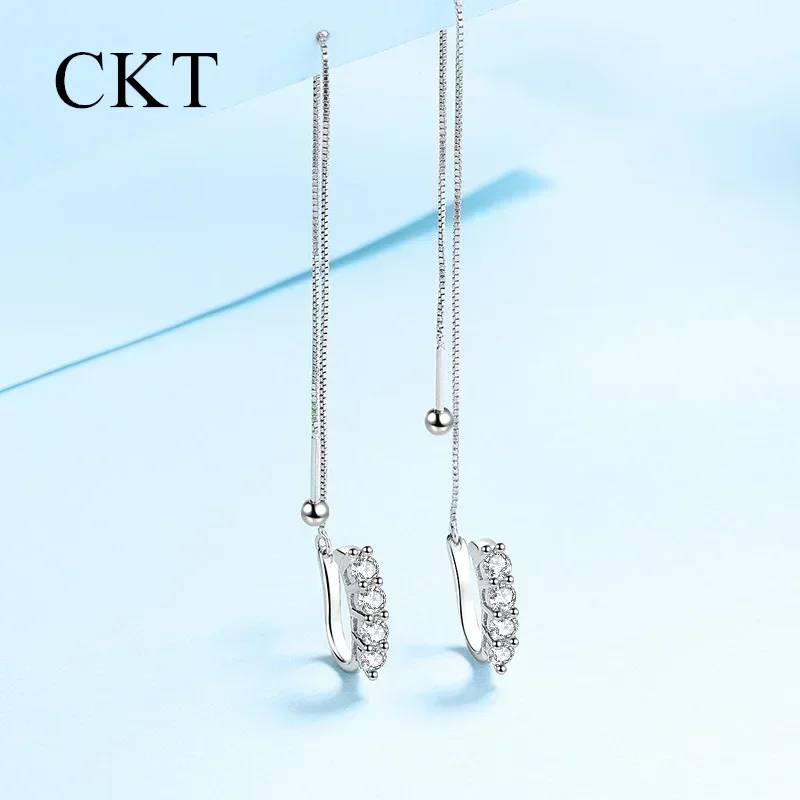 

18K White Gold 0.8ct Moissanite Diamond Drop Earrings Female Screw Models Pt950 Platinum Fashion Exquisite Wedding Fine Jewelry