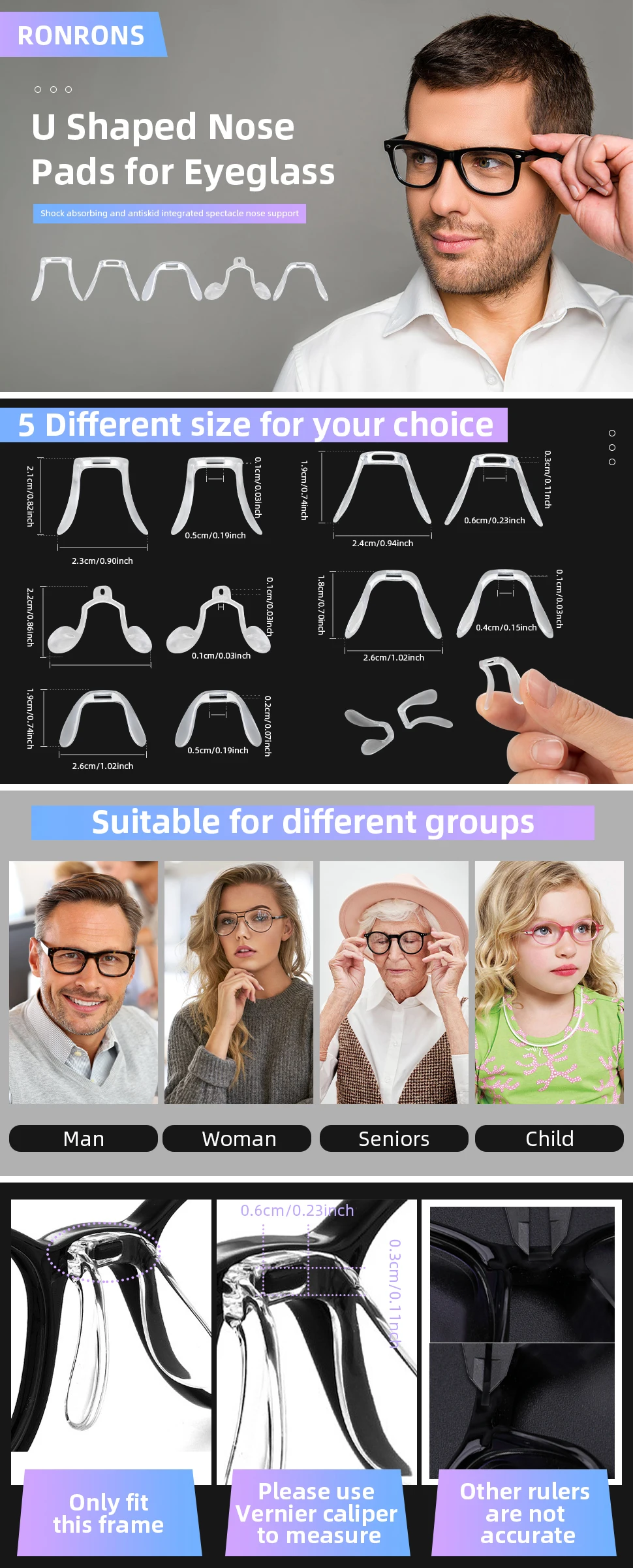 نظارات مخدات أنف للنظارة المضادة للانزلاق النظارات نظارات شفافة مكبرة مخدات أنف للنظارة لإصلاح النظارات تعزيز النظارات #5