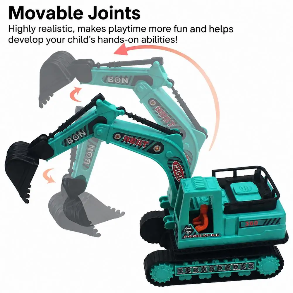 Plastic Excavator Vehicle Toy Movable ArmBucket Plastic Friction Powered Engineering Vehicle Digger Toy Birthday Gift